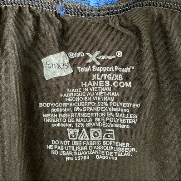 Hanes Men's X-Temp Total Support Pouch Long Leg Black & Gray Boxer Brief - Picture 5 of 8